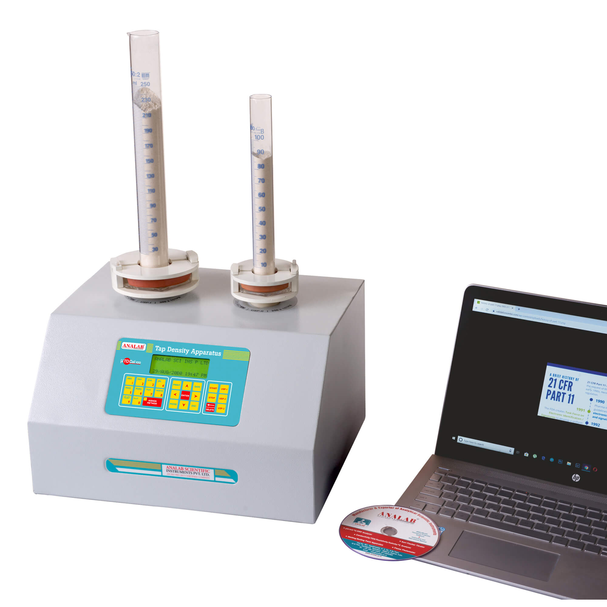 products images Tap Density Test Apparatus With 21 CFR Part-11 Compliance Model : µTDCal100 Manufacturer in India